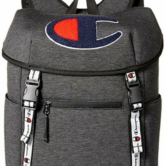 champion top load logo black backpack